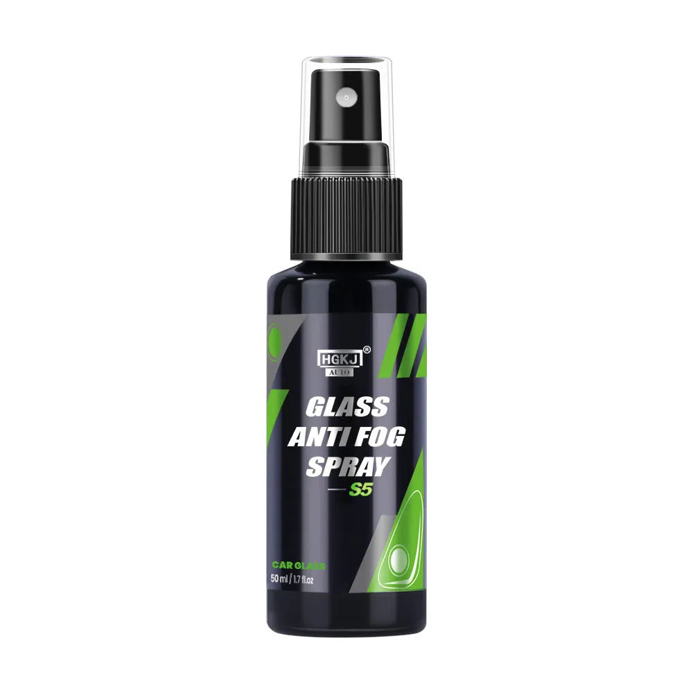 Car antifog spray bottle in 100ml, 50ml, and 30ml sizes for windscreen and mirror treatment.
