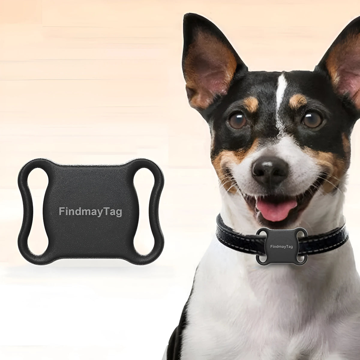 Smart pet GPS locator in white or black, collar-mounted ABS tracker measuring 45 x 33mm and weighing 10g