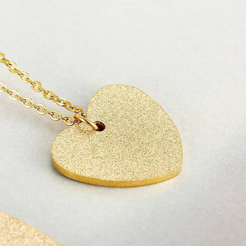 Geometric heart-shaped titanium steel pendant necklace in minimalist Japanese-South Korean style