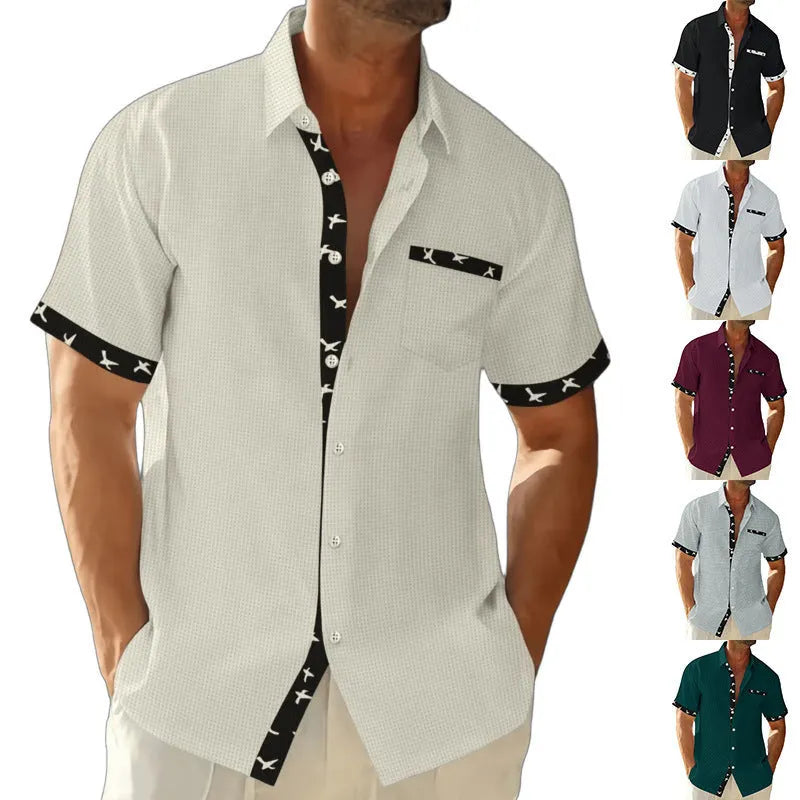 Men's loose casual floral print T-shirt shirt in black, polyester fibre, sizes S to XXXL