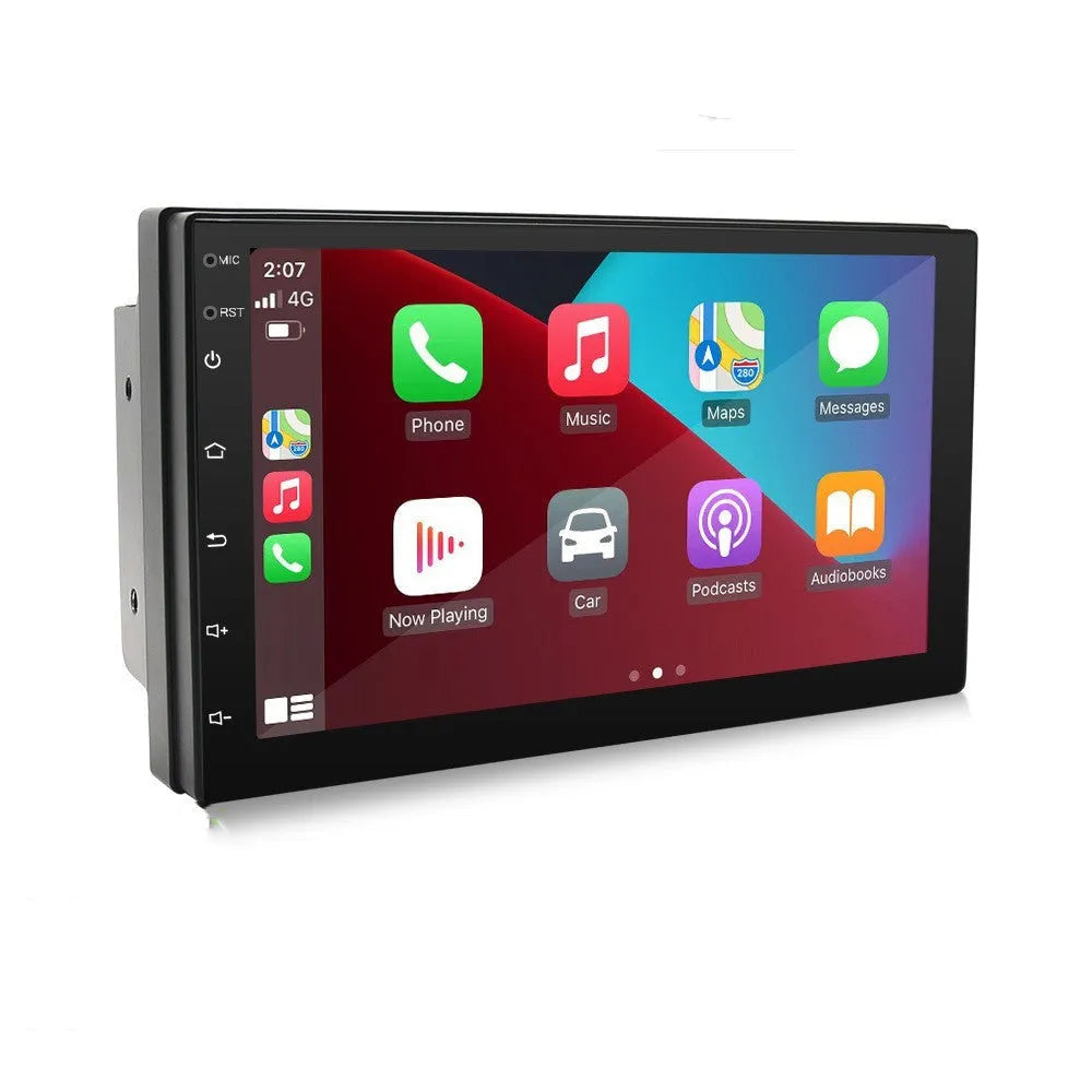 Black universal car MP5 navigation player with 7-inch display for CarPlay and Android Auto