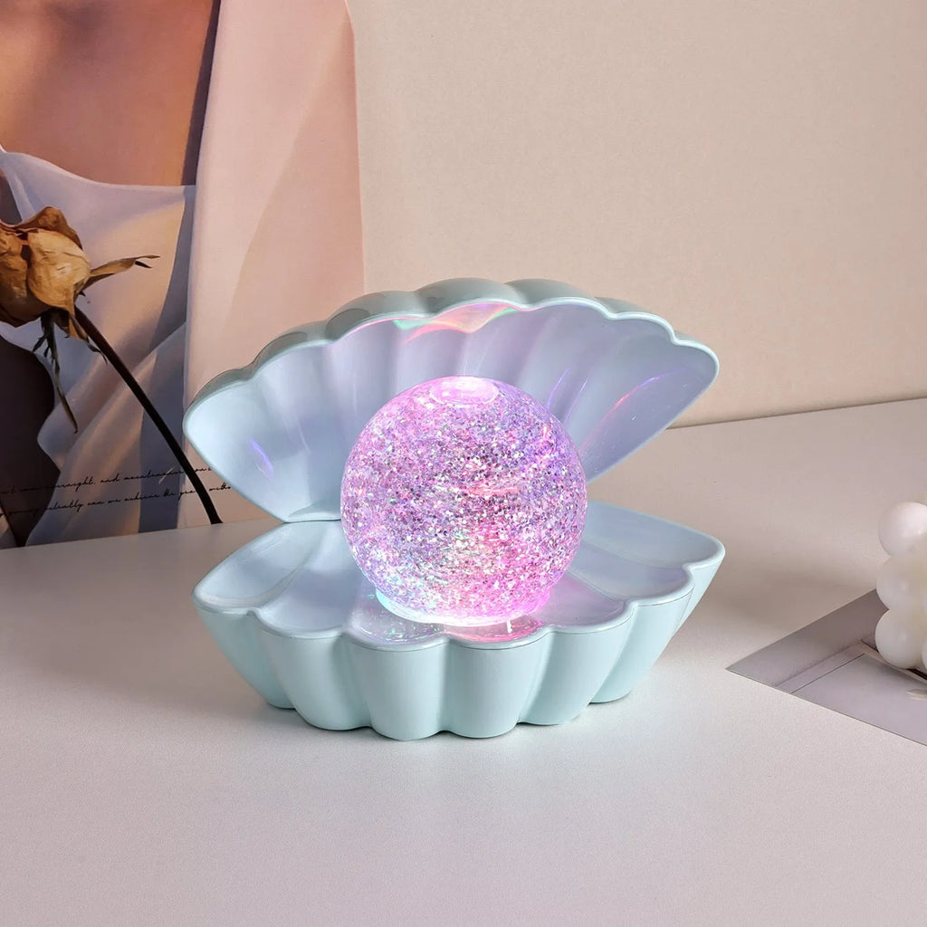 Shell-shaped decorative night lamp with neon lighting measuring 15cm by 18cm