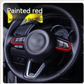 Atz aluminium alloy decorative stickers for car steering wheel buttons and interior trim, showing brushed metal and carbon fibre finishes.