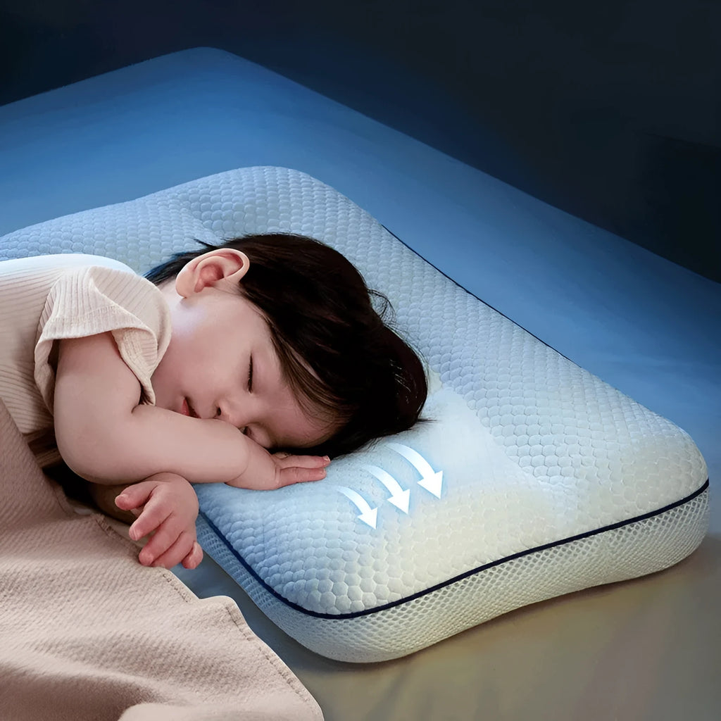 Children's dual-sided antibacterial neck pillow with spine protection in modern simple style