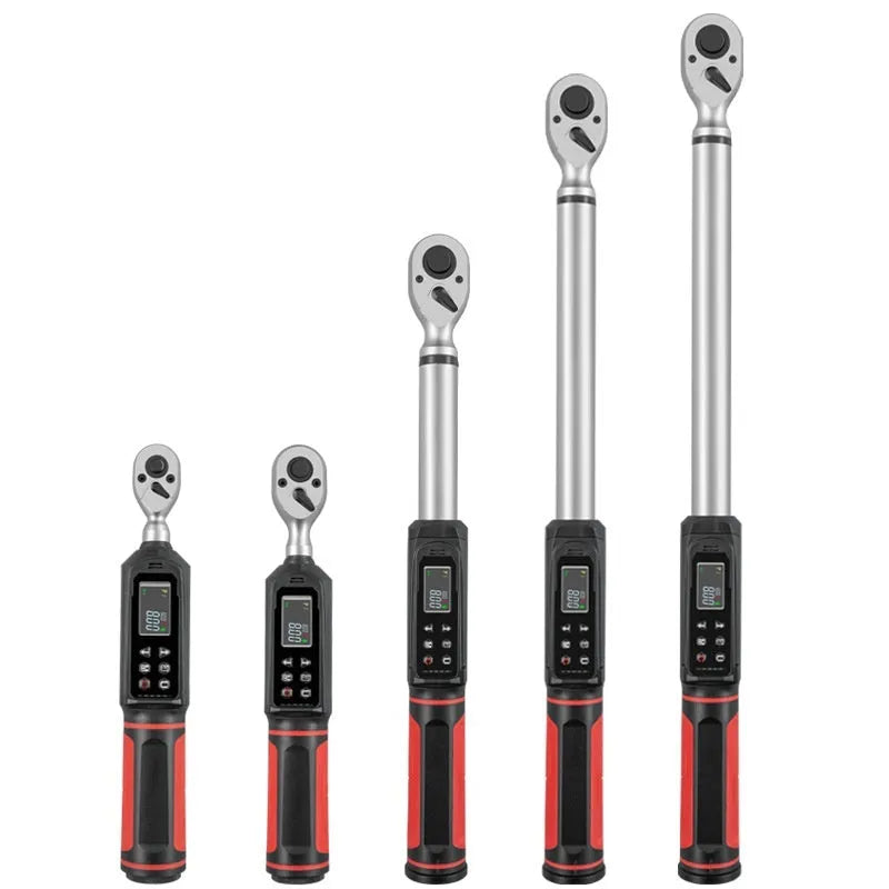 Electronic digital torque wrench body made of chrome-vanadium steel with display screen and 0.15-340N range capability