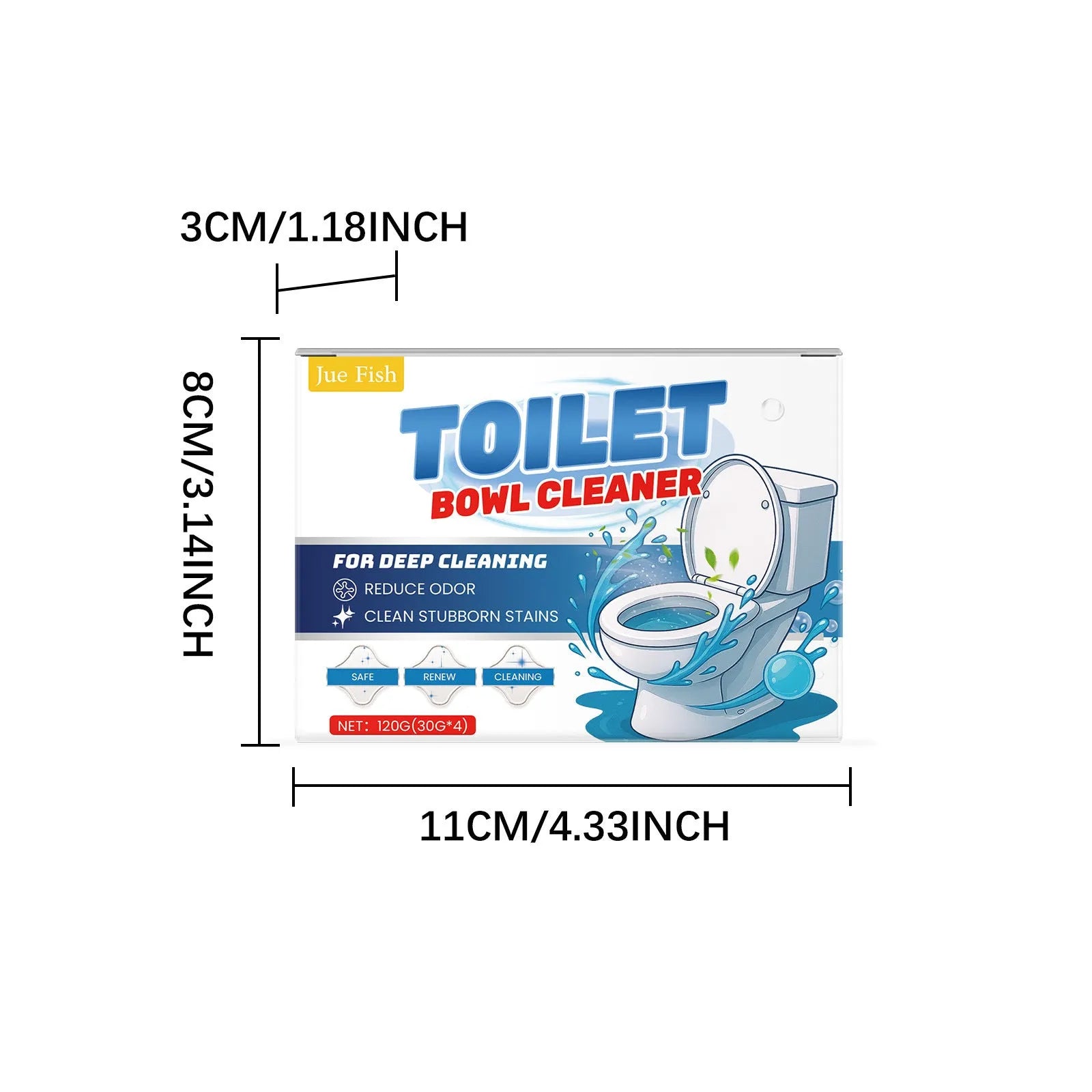 Toilet bowl cleaner powder in four individual 30g sachets for removing urine stains and odours