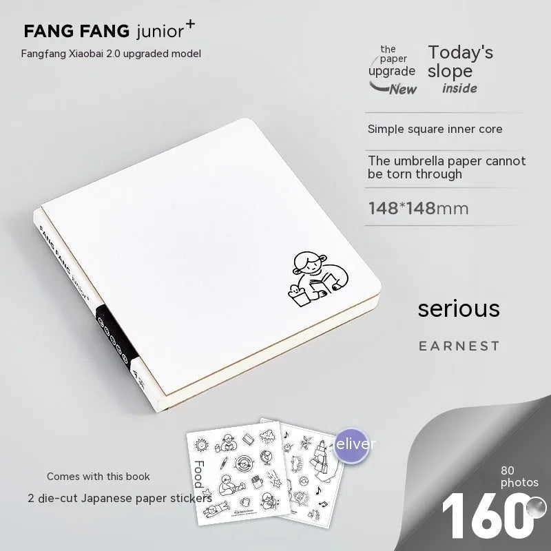 Square checkered diary notebook with 100 pages in 148mm size with decorative stickers