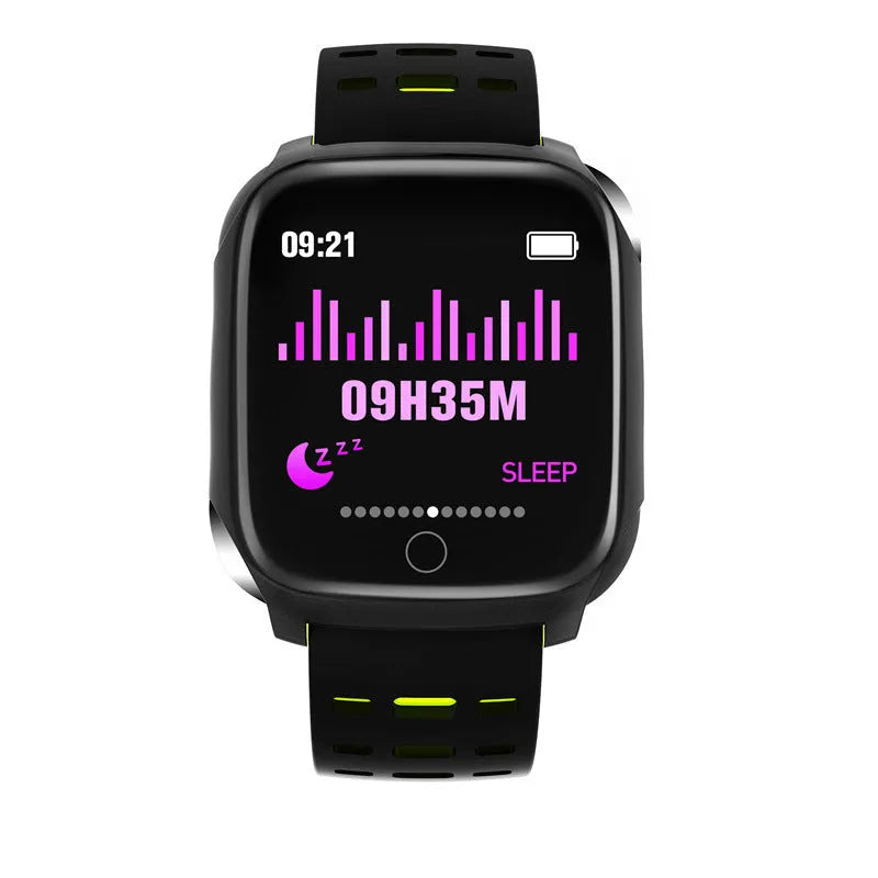 F16 Smart Watch with ECG monitor showing black grey silicone wristband and 43mm display
