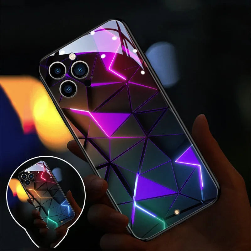 Xpress 14 tempered glass iPhone case with LED notification light in Lightning Diamond design