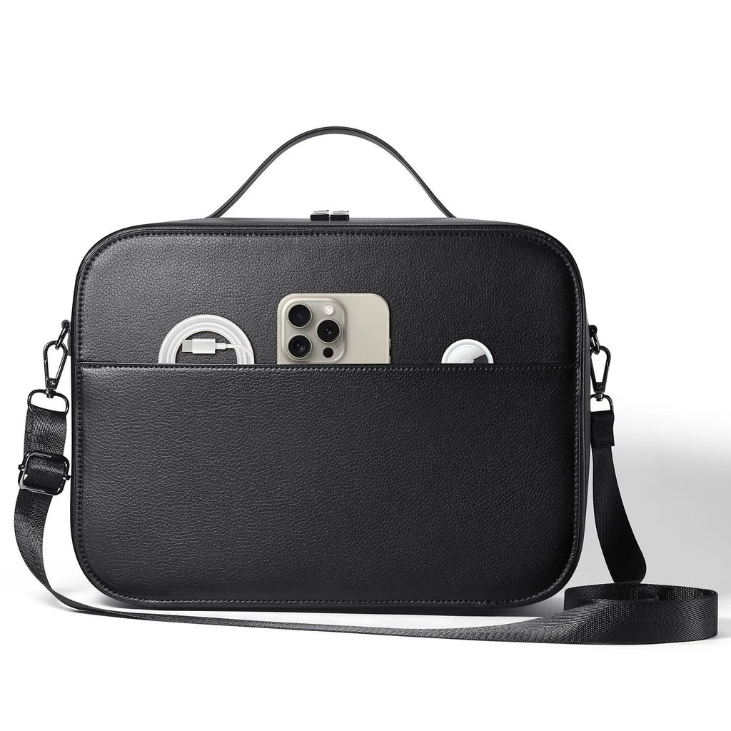 Vision Pro MR storage box in superfiber fabric with dimensions 32.5cm by 24.5cm by 11.5cm