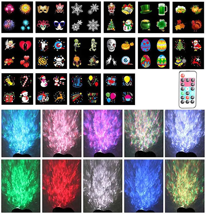 Outdoor waterproof double tube animated water pattern LED light with pattern cards