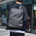 Large waterproof black PU backpack for men with computer compartment
