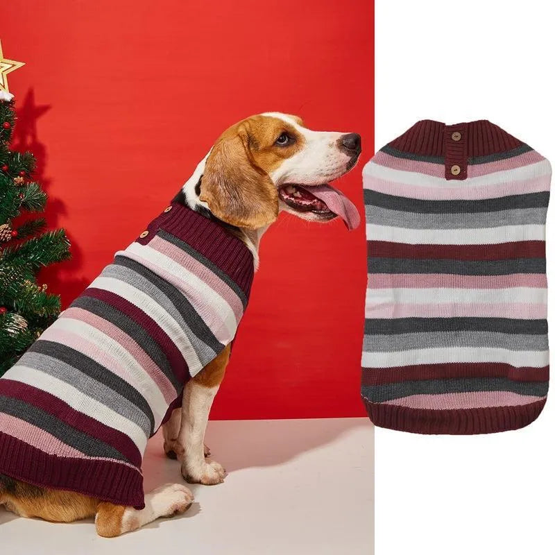 Grey dog sweater with horizontal zipper and button pocket on small breed dog