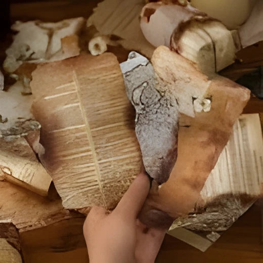 Pack of burnt vintage paper fragments for collage and scrapbooking art projects.