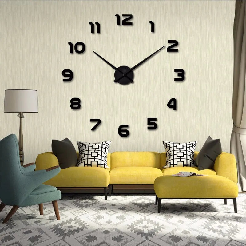 Round silver acrylic wall clock, single-sided, for living room bedroom study or office wall