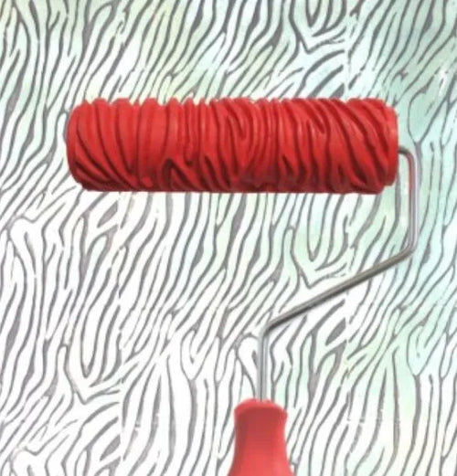 Red 7 inch texture paint embossing roller for creating wall patterns with paint