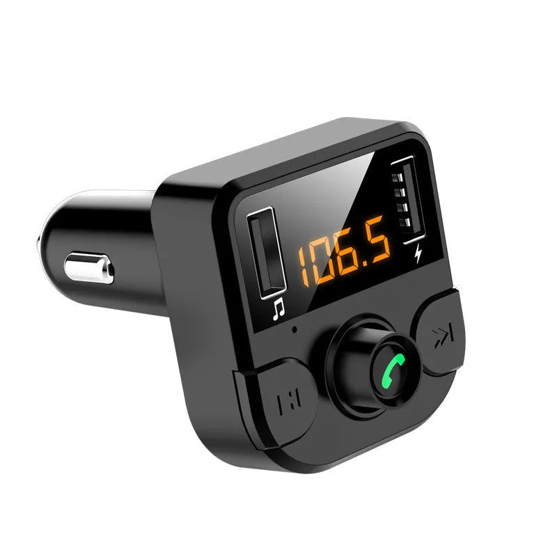Black car MP3 Bluetooth player with cigarette lighter plug and display screen