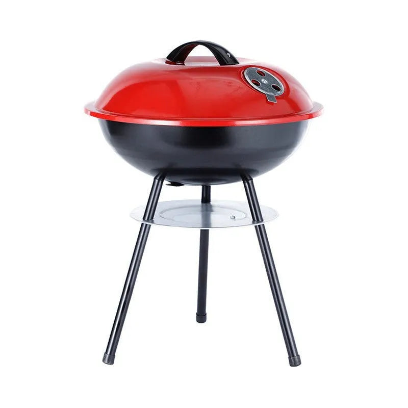 Portable 14-inch iron barbecue grill with minimalist apple stove design