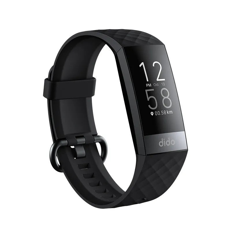 Black smart watch with 1.1 inch screen for blood pressure blood oxygen heart rate ECG monitoring