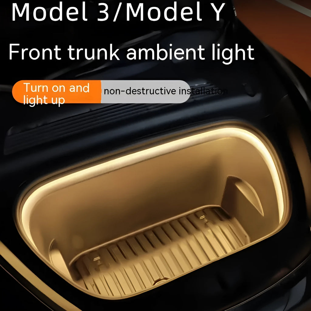 Tesla Model 3 and Y front backup box ambience light modification kit in soft silicone.