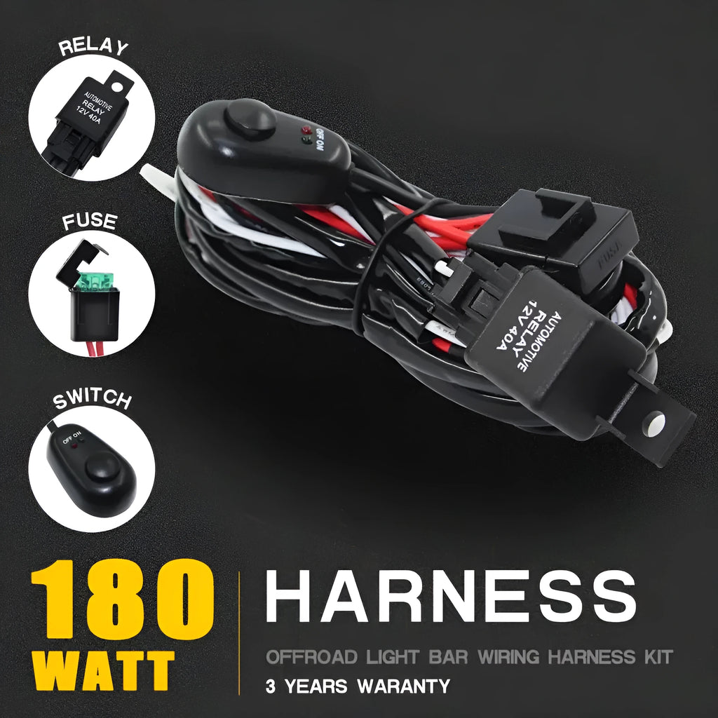 One drag two 2 metre LED roof spotlight wiring harness with silicone cable