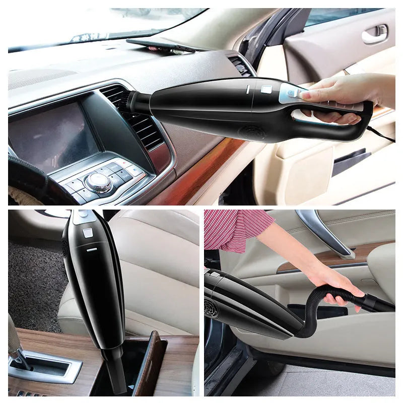 PoHigh black and orange car vacuum cleaner with cigarette lighter plug, dimensions 36x10x13 cm