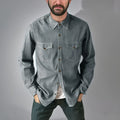 Men's denim cardigan coat in multiple colours showing regular fit design and cotton denim fabric