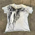 Gothic style men's short sleeve top with a cartoon pattern in colour HQ929 on a hanger.