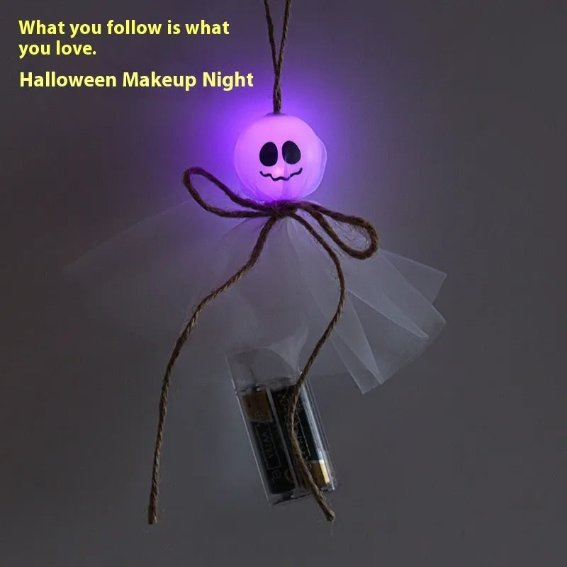 Halloween ghost LED lighting chain with battery box and colourful ghost-themed lights