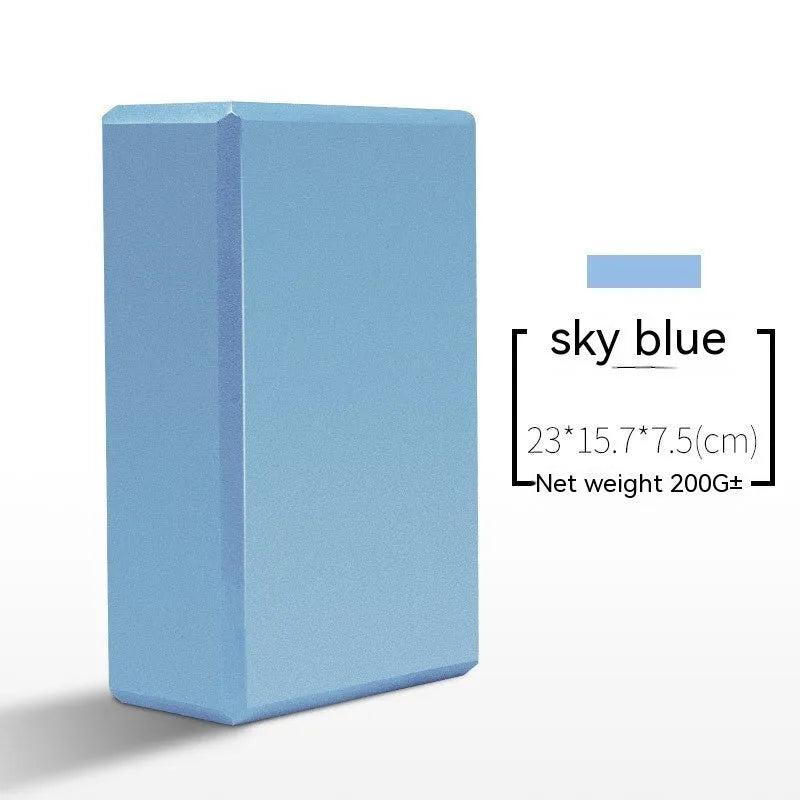 High-density EVA yoga block in mint green colour showing its rectangular shape and flat sides.