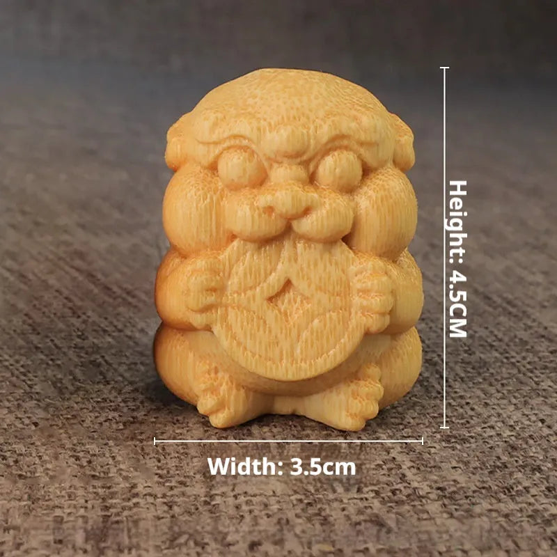 Solid bamboo carving ornament traditional Chinese craft money charm shape 4.5cm