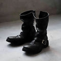 Men's dark retro Martin boots with zipper closure and round toe in black colours