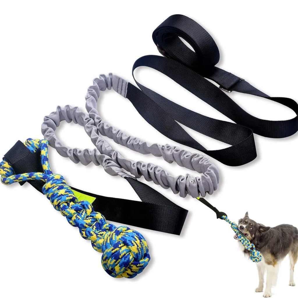 Cotton thread dog tug-of-war rope toy showing one of four design variants: corncob, teether ball, combination ball, or handle ball.