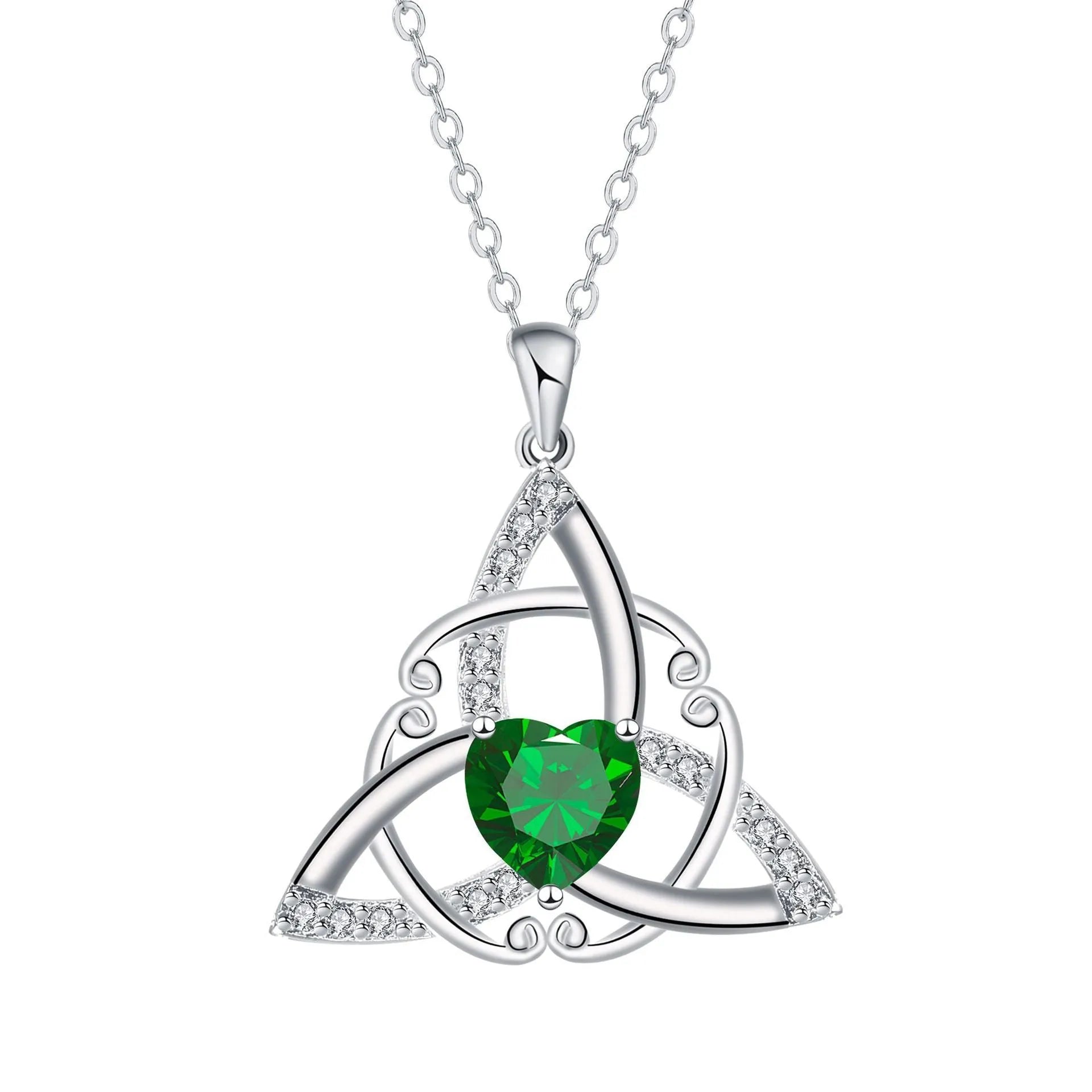 Geometric Celtic knot copper necklace for women showing electroplated finish in available colour options
