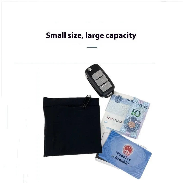 Black wrist bag armband sleeve for mobile phone, shown with dimensions 10cm by 10.5cm.