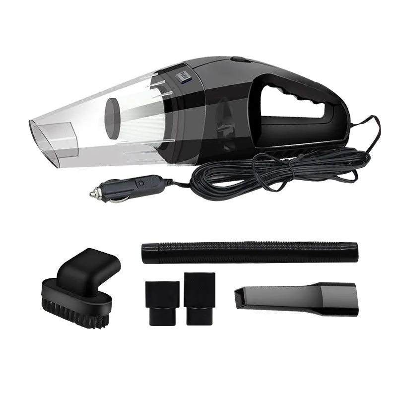 Portable orange handheld car vacuum cleaner with nozzle attachments