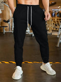 Men's linen-style leisure trousers with elastic lace waist in loose fit