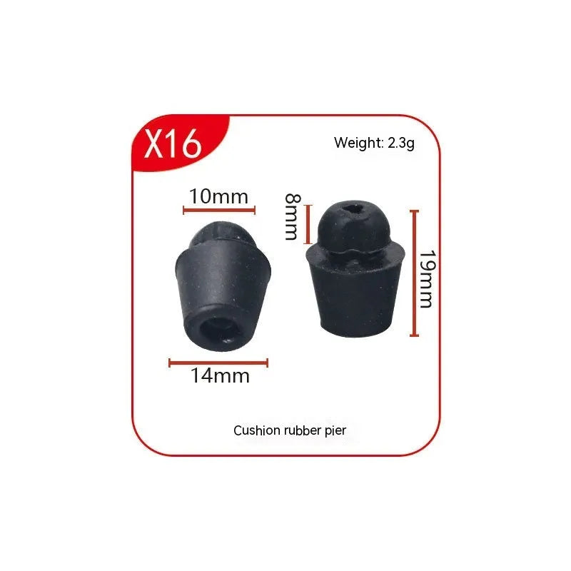 10 black rubber automobile buckle clips for machine cover and trunk shock absorption applications