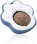 Catnip dental chew balls with edible vine components in blue, green and pink colours