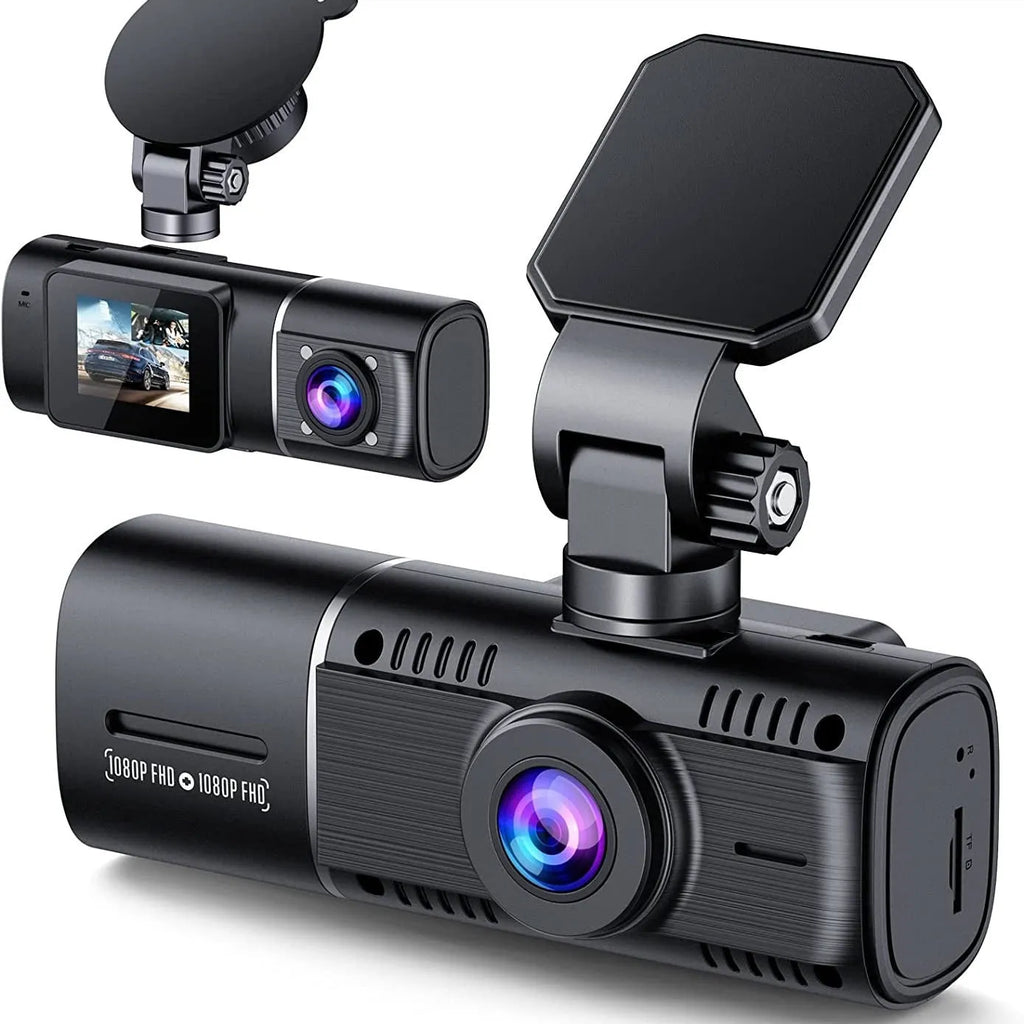 Standard black dash cam with 1.5-inch screen for front and rear 1080p recording with night vision