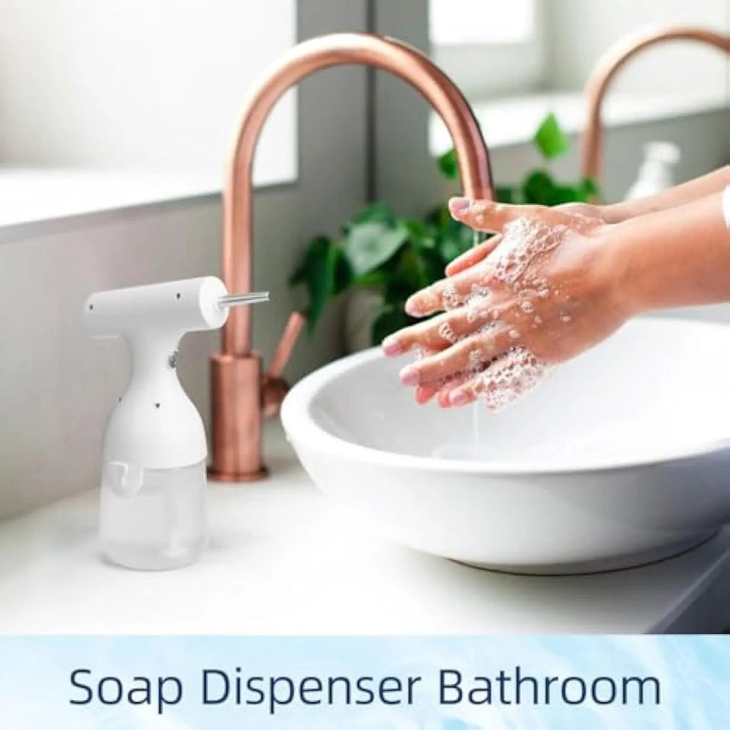 White electric foam soap dispenser for pet baths and household cleaning with rechargeable battery