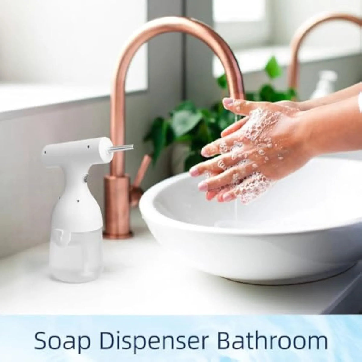White electric foam soap dispenser for pet baths and household cleaning with rechargeable battery