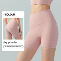Women's Lycra yoga tight shorts in high waist design with anti-exposure construction for fitness and cycling