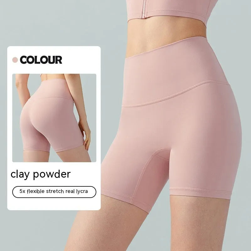 Women's Lycra yoga tight shorts in high waist design with anti-exposure construction for fitness and cycling