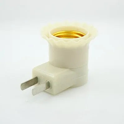 White E27 screw lamp holder adapter with switch for wall socket installation