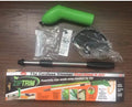 Cordless Zip Trim handheld lawn mower and weed trimmer with extension pole and debris shield.