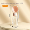 Portable dog water bottle with fold-out feeding bowl in brown colour for outdoor travel