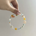 Orange sea dopamine summer bracelet for women with diamond shape and round alloy elements