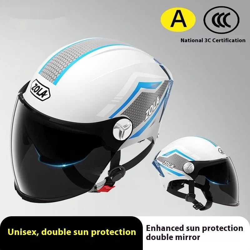 Child's 3C-certified ABS motorcycle half helmet in double mirror finish