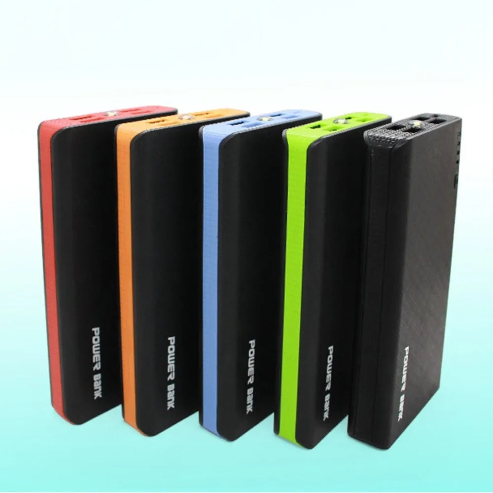 20000mAh portable power bank in blue, red, green, yellow, or black with fast charging